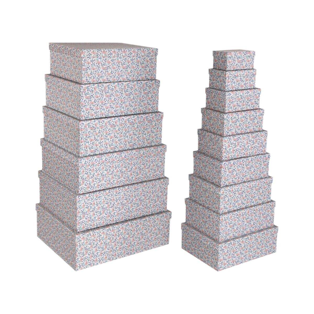 Juego de Cajas Decorativas Versa Rosa Cartón Flores (15 Piezas)