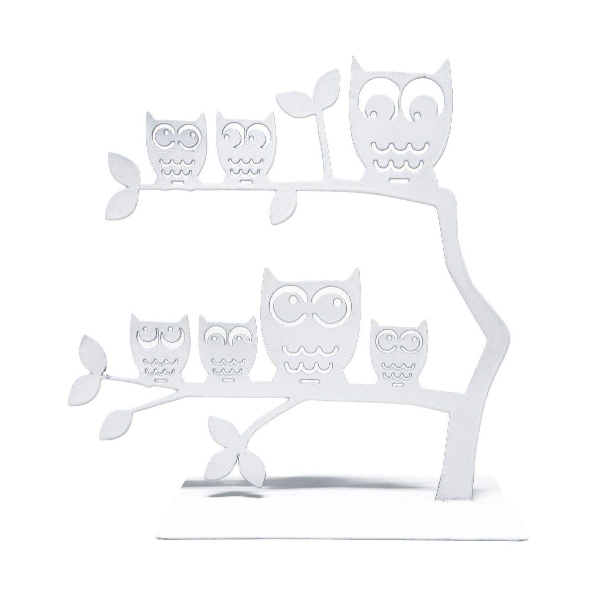 Joyero de Pie Versa Blanco Metal Hierro 7 X 18 X 18 CM Familia Búhos