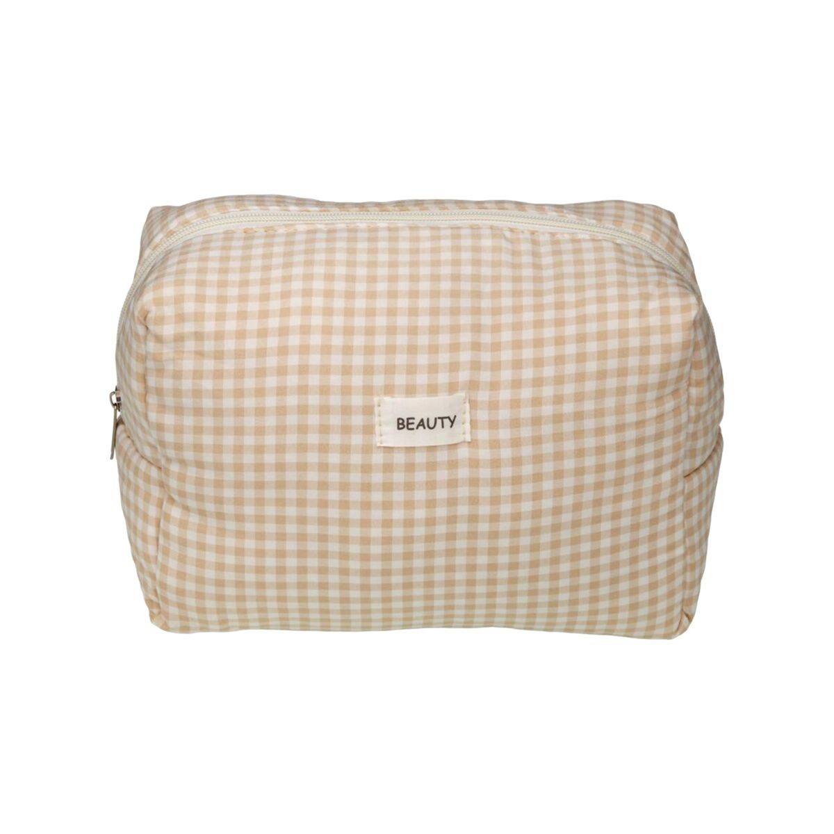 Neceser de Viaje Versa Vichy Beige Poliéster 12 x 16 x 24 cm