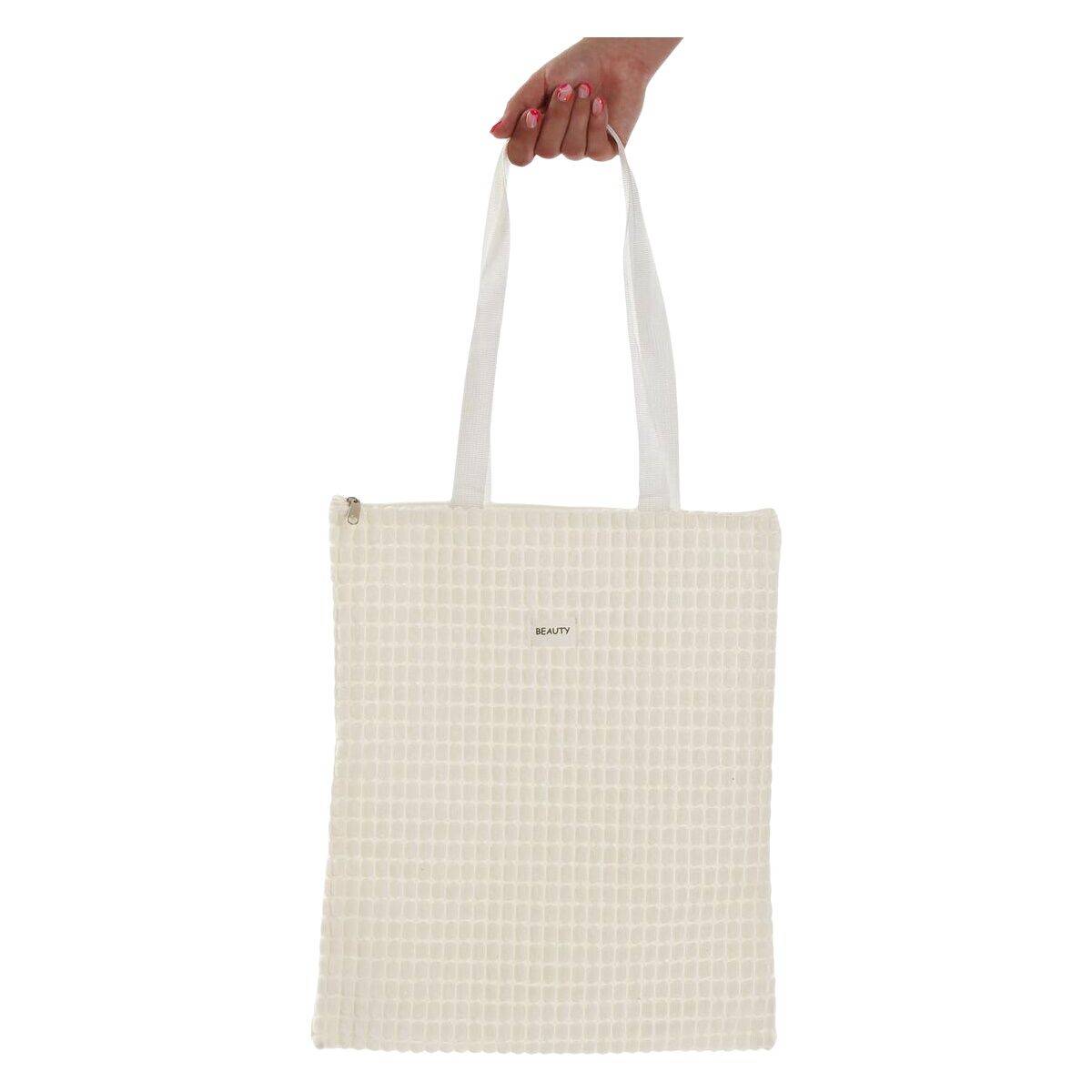 Bolso Mujer Versa Corduroy Blanco 40 x 33 cm