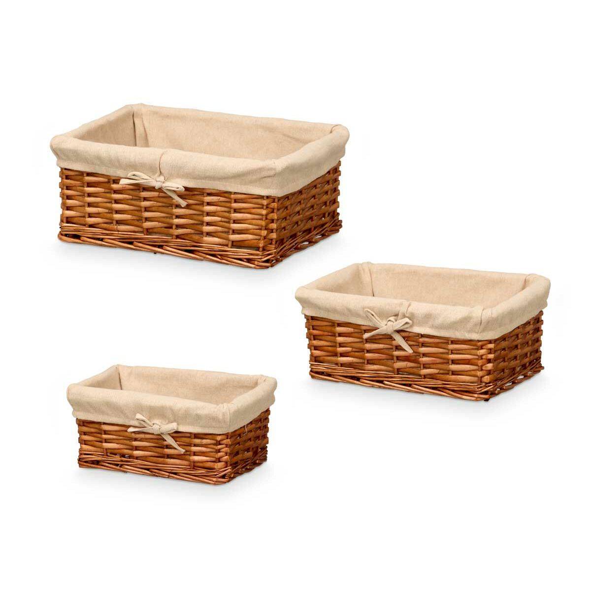 Juego de Cestos Kipit Poliéster Mimbre 50 % algodón 39 x 16,5 x 29 cm 3 Piezas