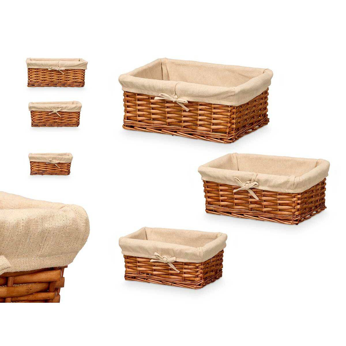 Juego de Cestos Kipit Poliéster Mimbre 50 % algodón 39 x 16,5 x 29 cm 3 Piezas