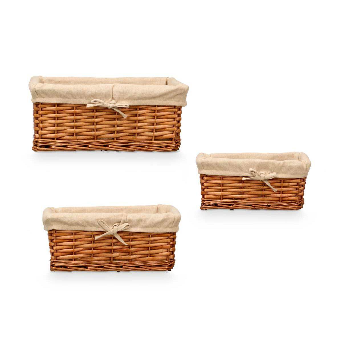Juego de Cestos Kipit Poliéster Mimbre 50 % algodón 39 x 16,5 x 29 cm 3 Piezas