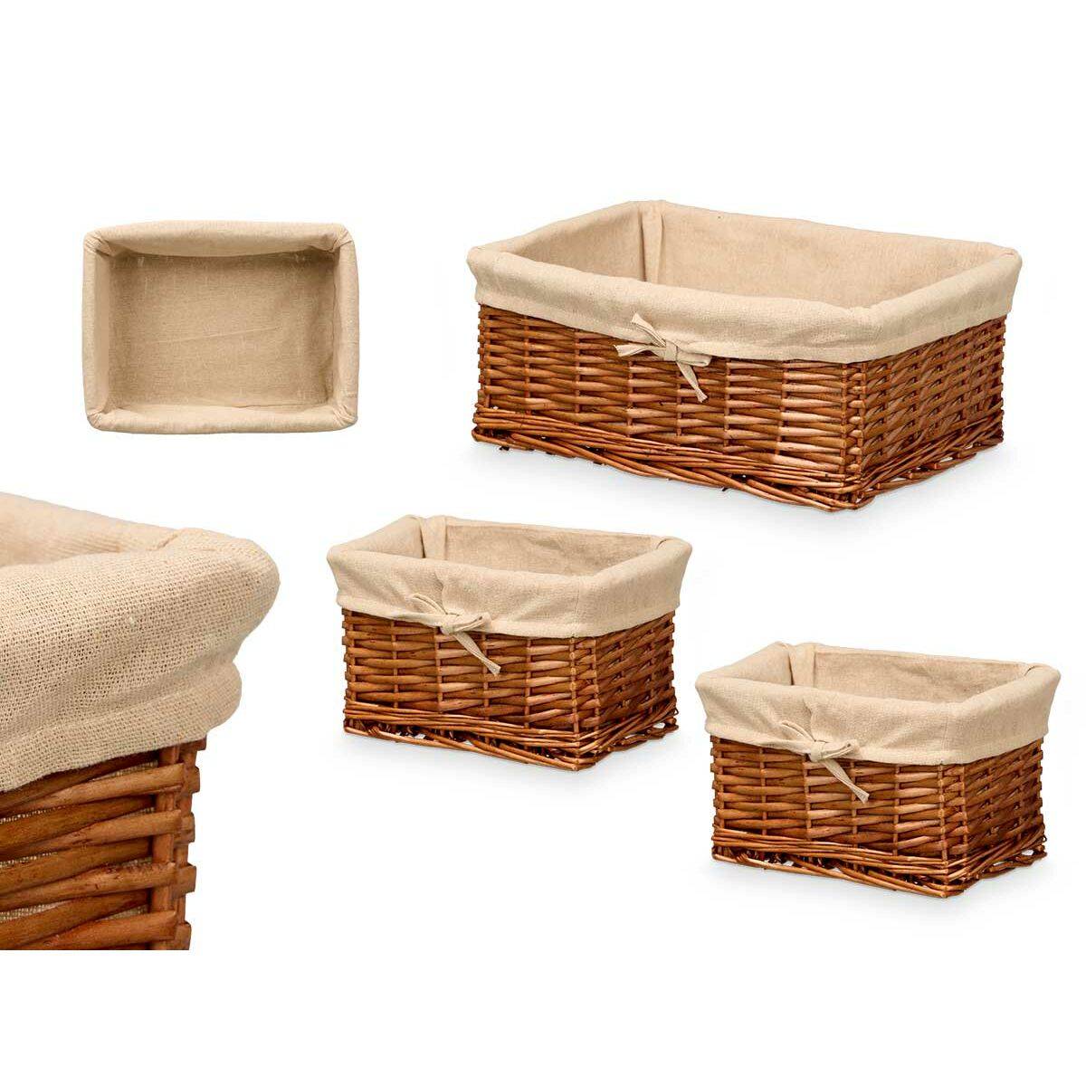Juego de Cestos Kipit Poliéster Mimbre Tela 50 % algodón 39 x 16 x 30 cm 3 Piezas