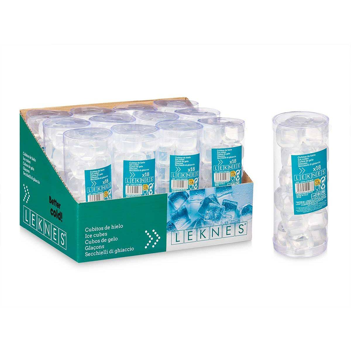 Cubitos refrigerantes reutilizables Leknes Transparente Polietileno Agua destilada 6,5 x 16 x 6,5 cm 18 Piezas (12 Unidades)