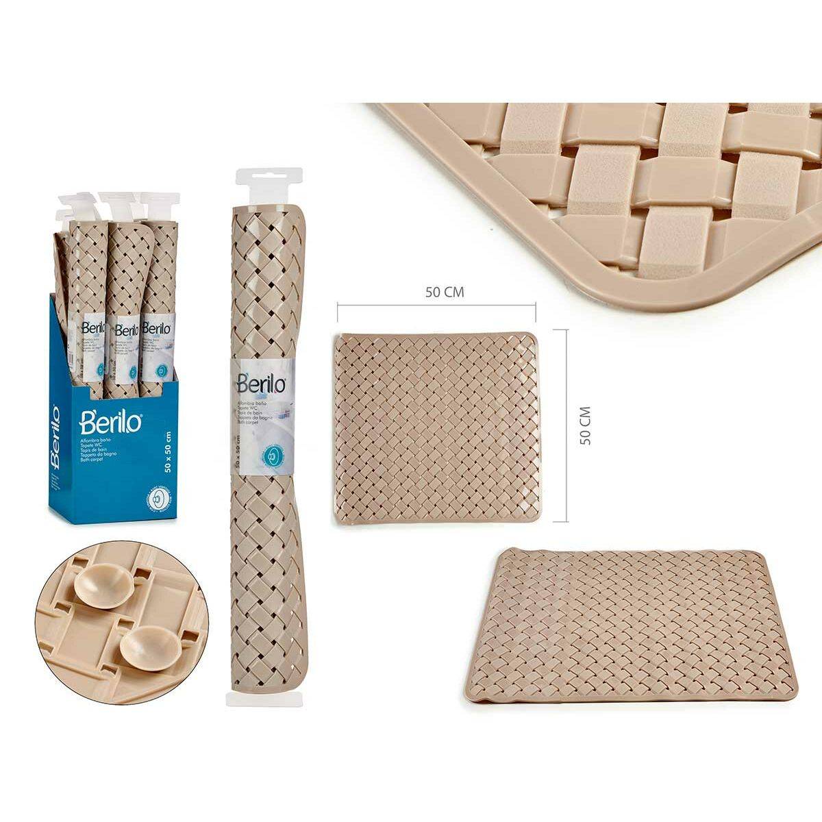 Alfombra de baño Berilo Beige PVC 0,03 x 50 x 50 cm (6 Unidades)