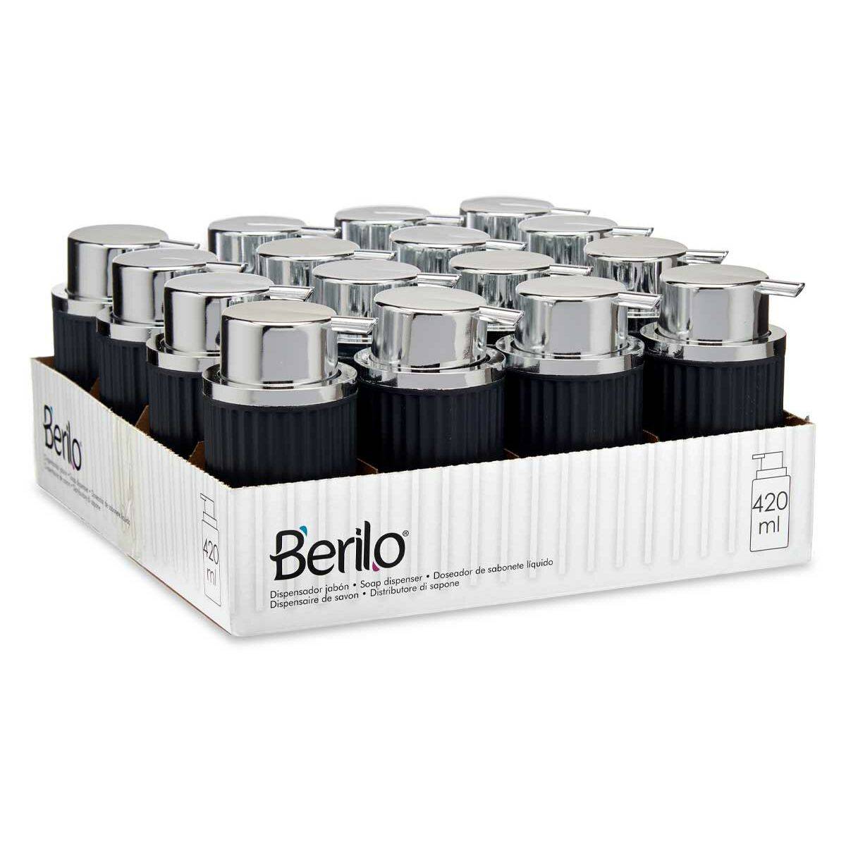 Dispensador de Jabón Berilo Antracita Plástico 420 ml 7 x 14,5 x 8,5 cm (16 Unidades)