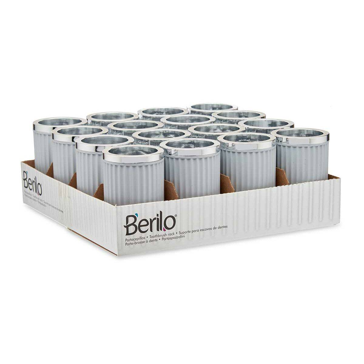 Vaso Berilo Gris Plástico 7,5 x 11,5 x 7,5 cm (16 Unidades)