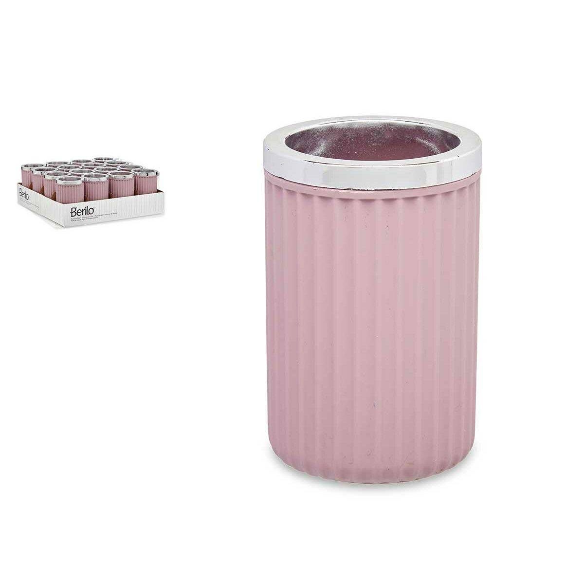 Vaso Berilo Rosa Plástico 7,5 x 11,5 x 7,5 cm (16 Unidades)