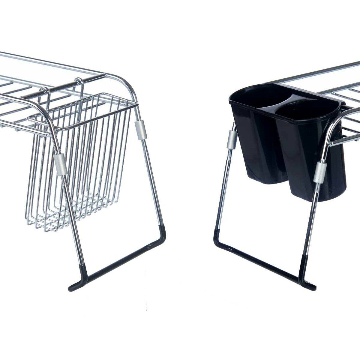 Escurreplatos Extensible para Fregadero Kinvara Negro Plateado 44 x 11 x 16 cm (4 Unidades)