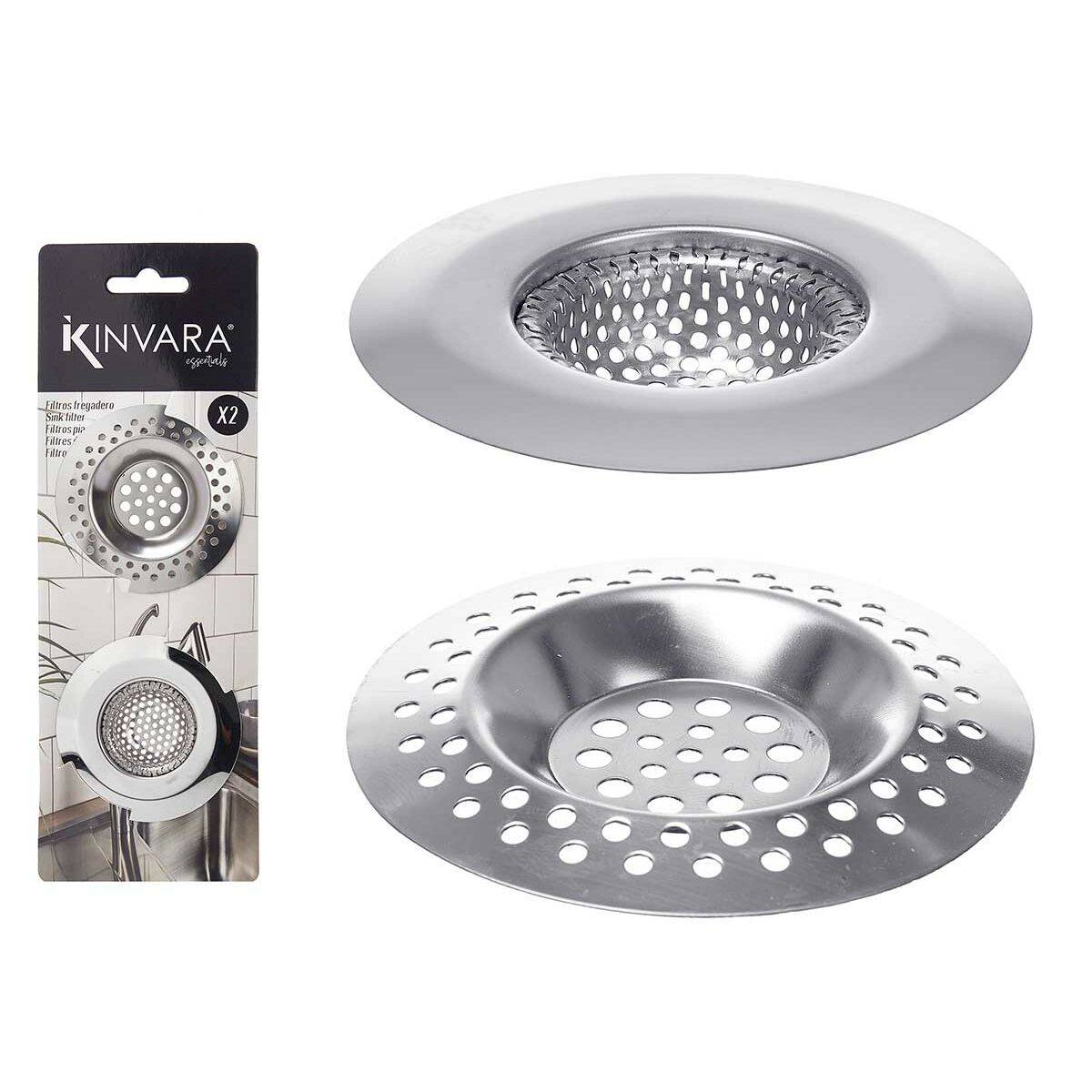 Filtros Fregadero Kinvara Plateado Acero Inoxidable 2 Piezas (12 Unidades)