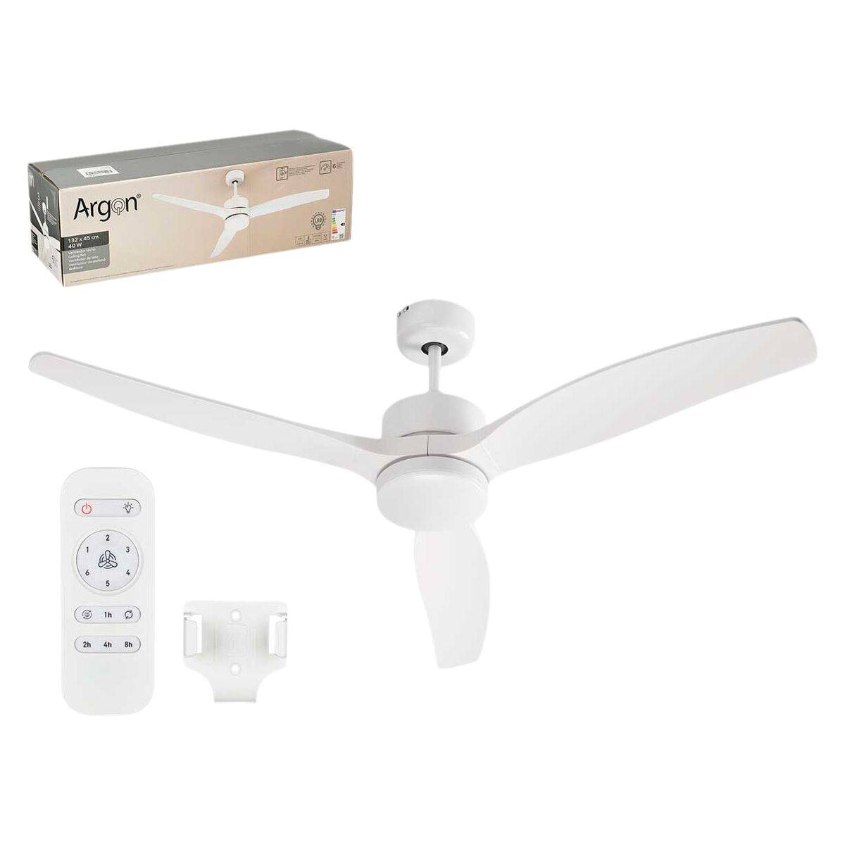 Ventilador de Techo con Luz Argon Blanco 40 W Ø 132 cm