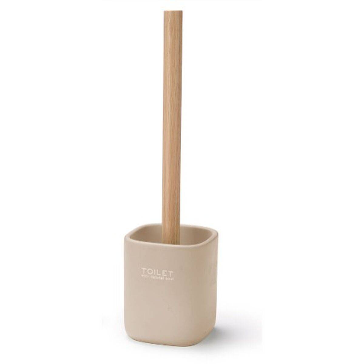 Escobilla para el Baño Berilo Blanco Beige Madera Poliresina 9,6 x 37 x 9,5 cm (6 Unidades)