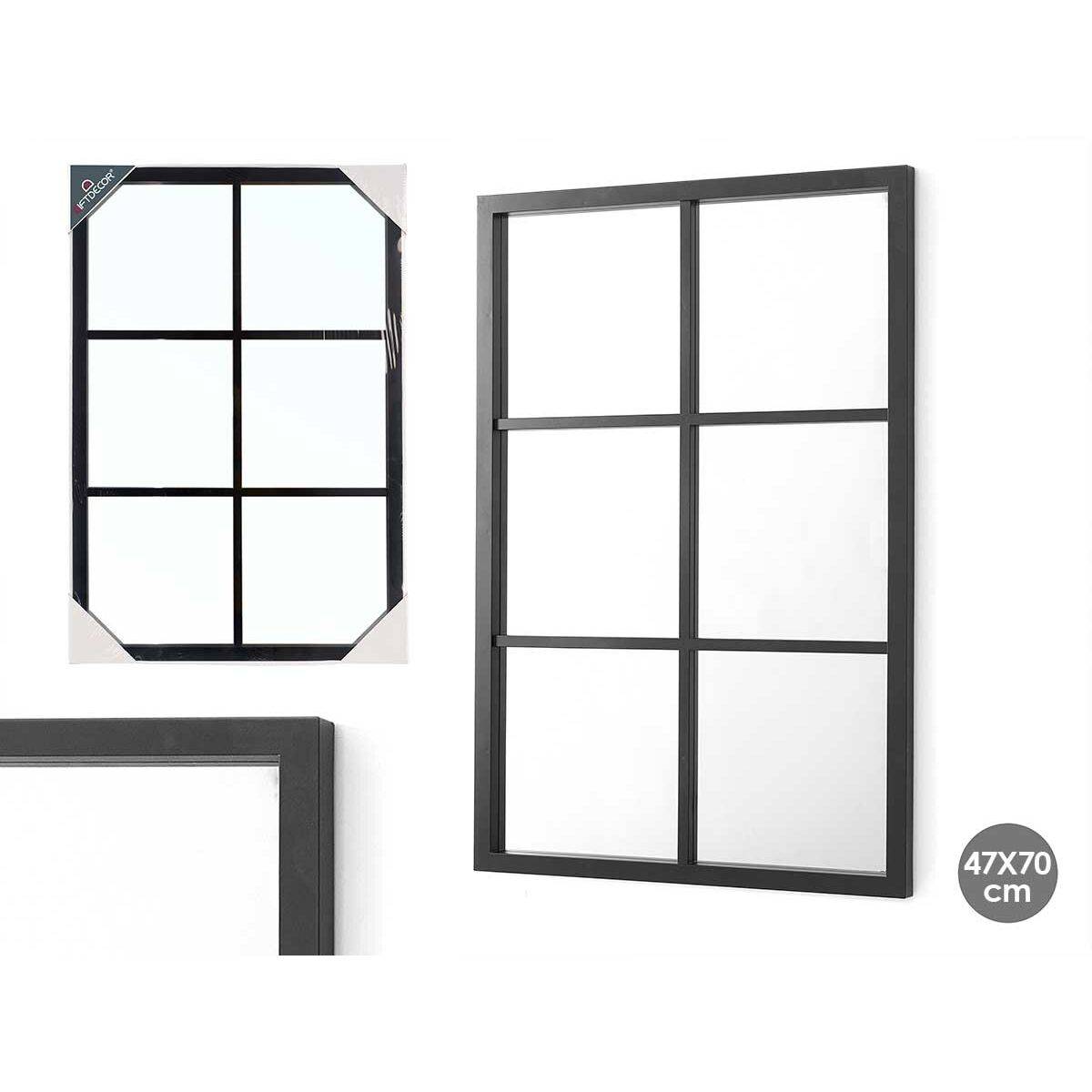 Espejo de pared Gift Decor Negro Cuadrados 70 x 47 x 2 cm (6 Unidades)