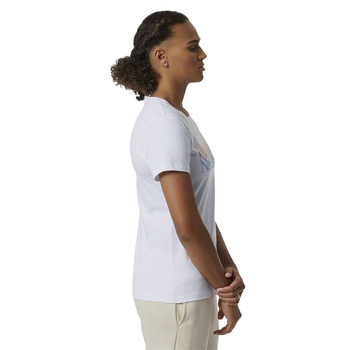Camiseta de Manga Corta Mujer New Balance Essentials Celebrate W Blanco