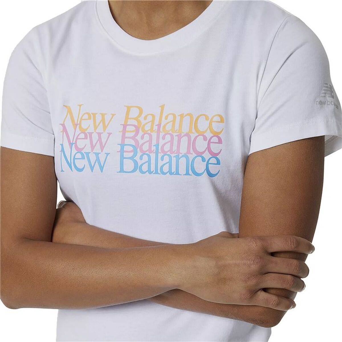 Camiseta de Manga Corta Mujer New Balance Essentials Celebrate W Blanco