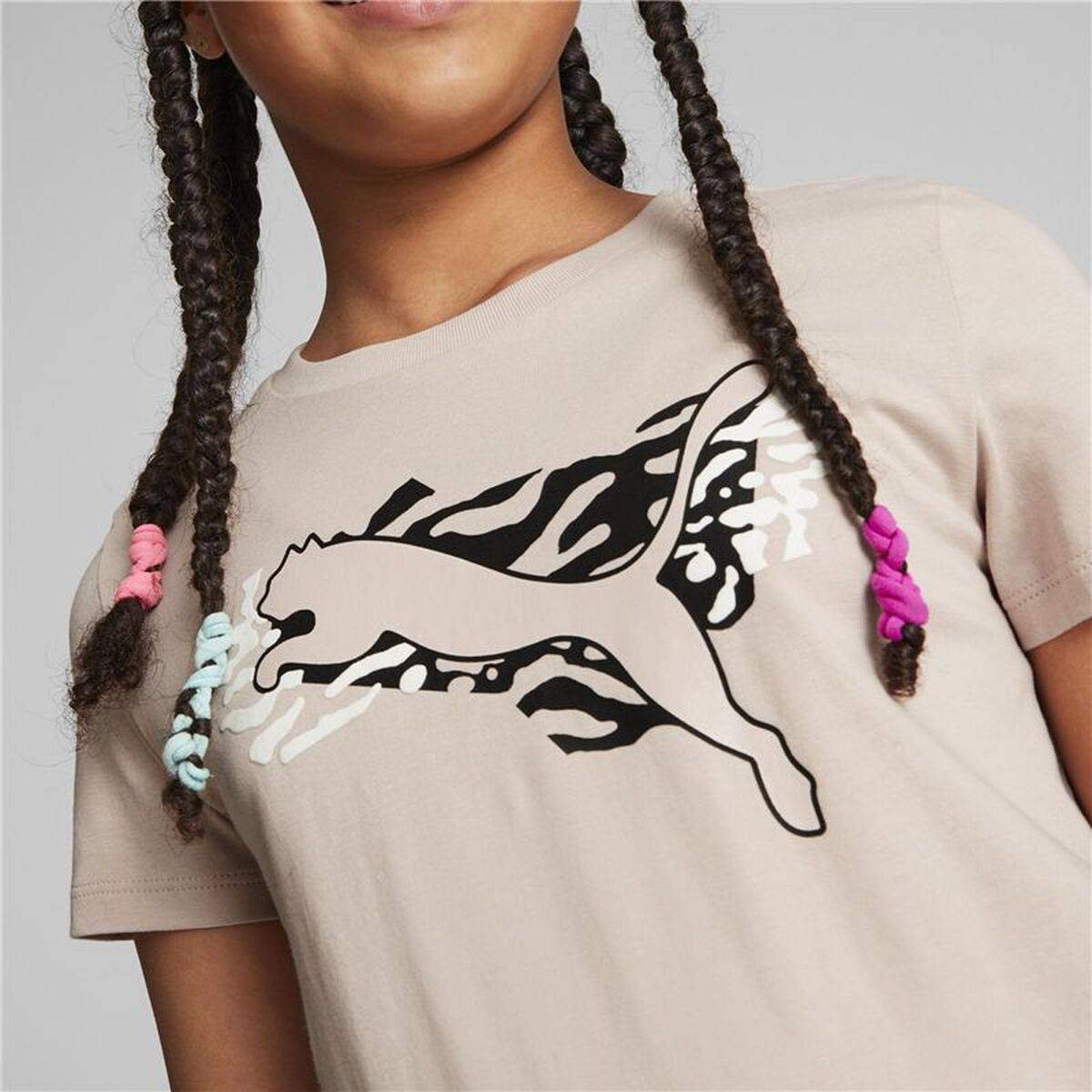 Camiseta de Manga Corta Infantil Puma Alpha Rosa