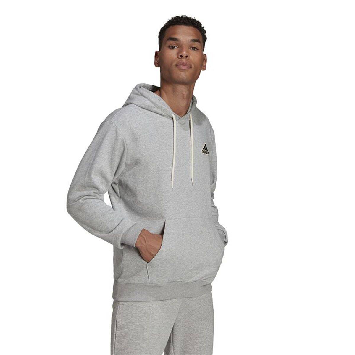 Sudadera con Capucha Hombre Adidas Essentials Feelcomfy M Gris claro