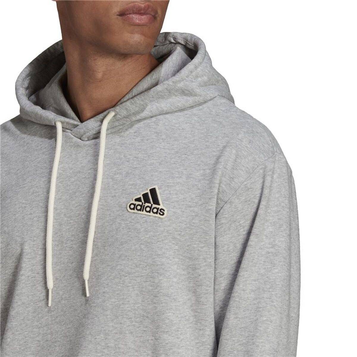Sudadera con Capucha Hombre Adidas Essentials Feelcomfy M Gris claro