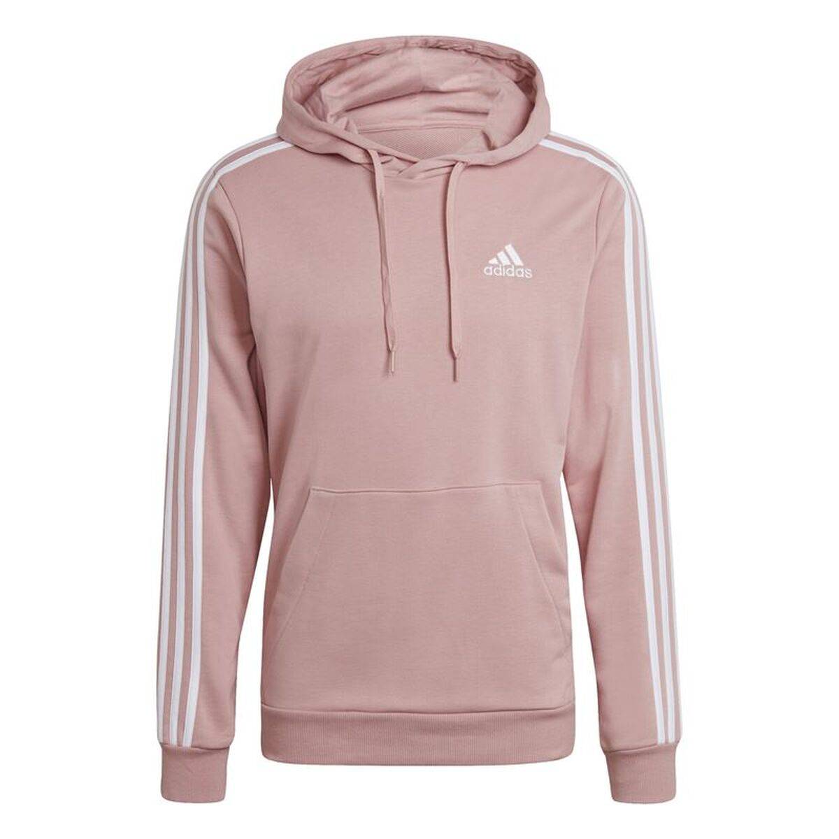 Sudadera con Capucha Hombre Adidas Essentials 3 Bandas Rosa claro