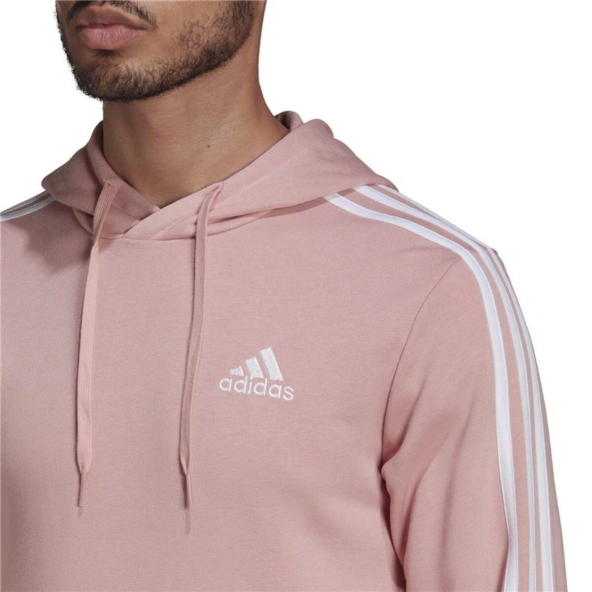 Sudadera con Capucha Hombre Adidas Essentials 3 Bandas Rosa claro