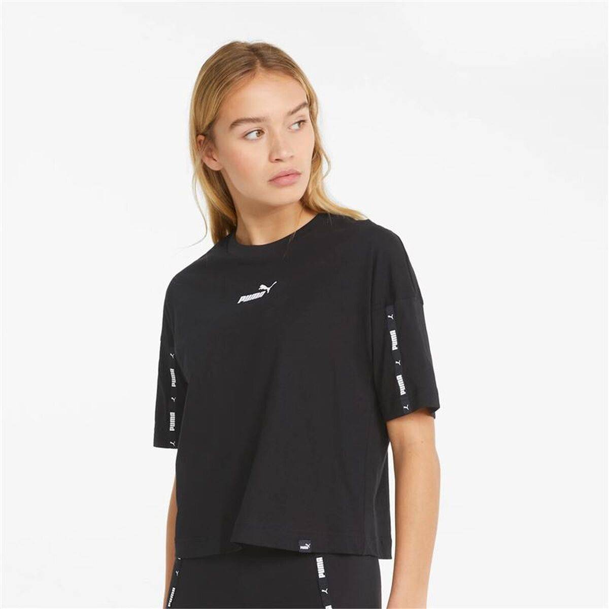 Camiseta de Manga Corta Mujer Puma Power Tape Crop W Negro