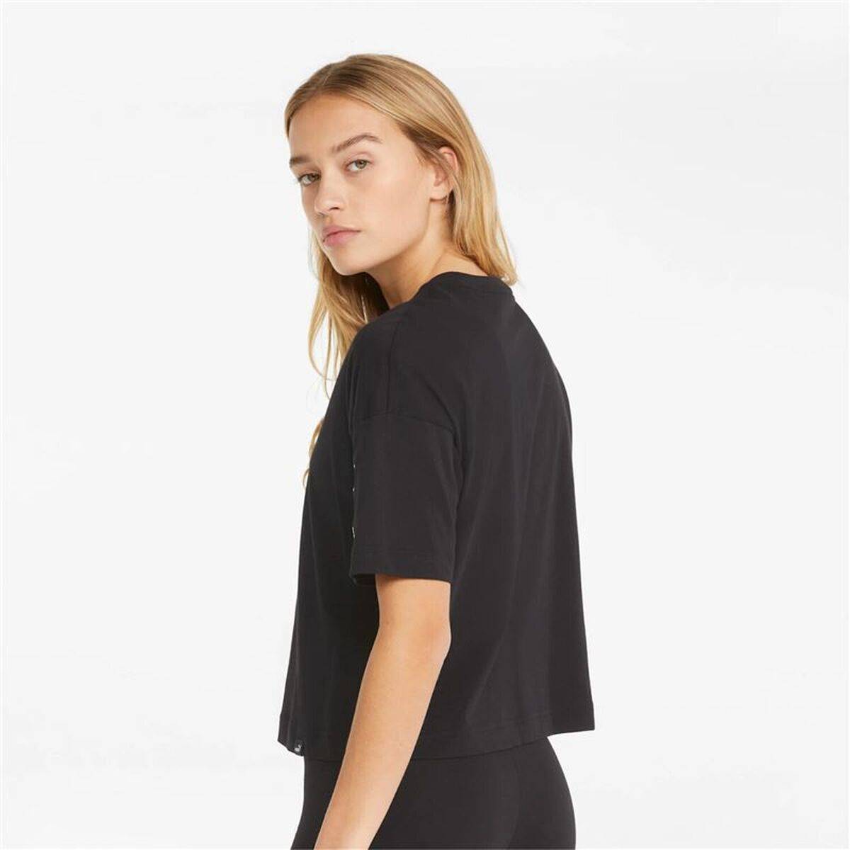 Camiseta de Manga Corta Mujer Puma Power Tape Crop W Negro