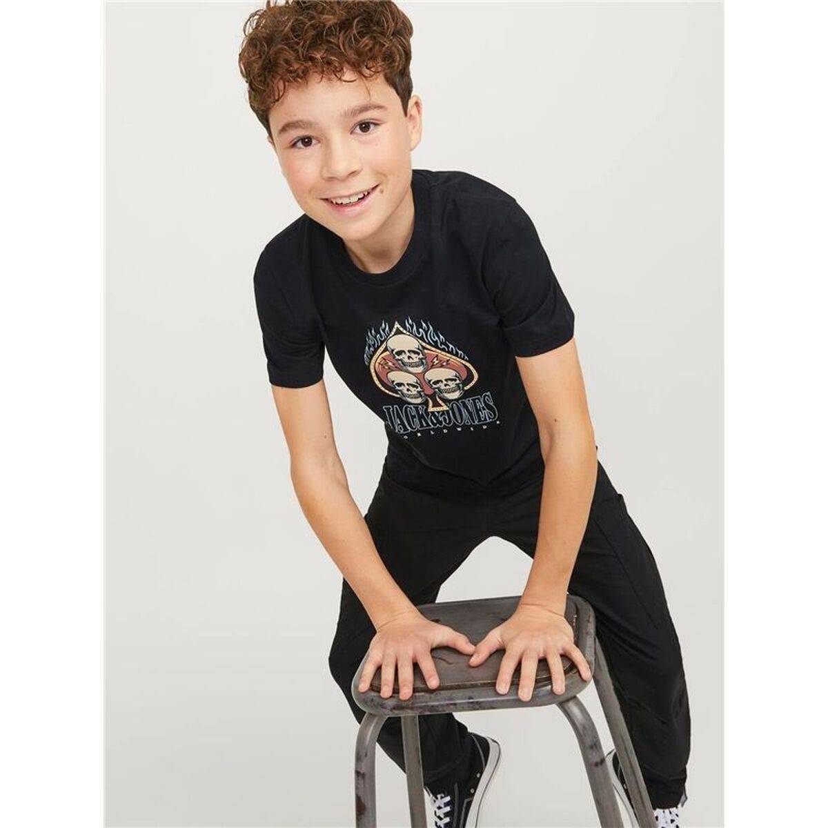 Camiseta de Manga Corta Infantil Jack & Jones 12253965-C-N10 Negro