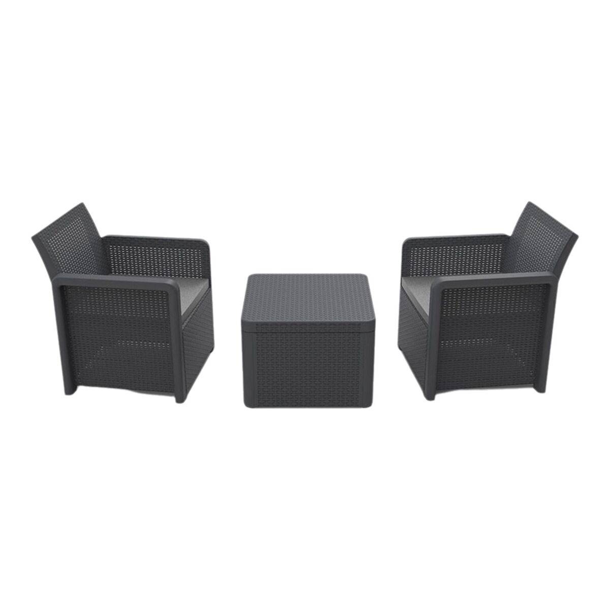 Conjunto de Mesa con 2 Sillones Shaf Antracita 57 X 57 X 42 CM (3 Piezas)