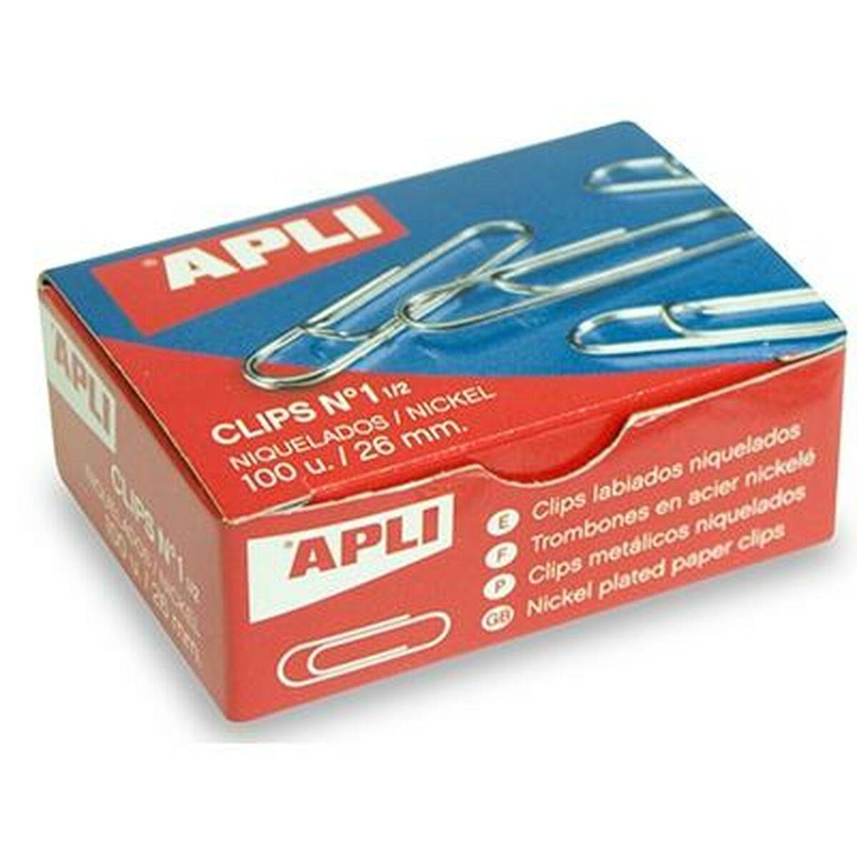 Clips Apli Nº 1½ Plateado Metal Níquel 26 mm (10 Unidades)