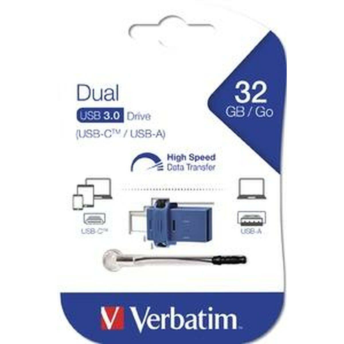 Memoria USB Verbatim GO SPEED DUAL Azul 32 GB (10 Unidades)
