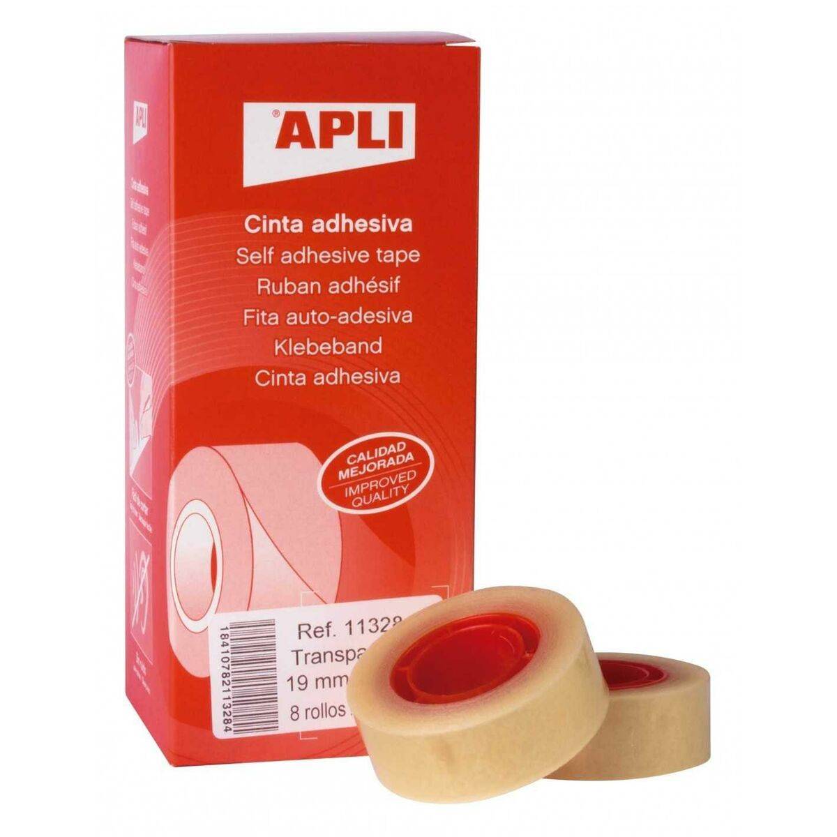 Set de Cintas Adhesivas Apli Transparente 19 mm x 33 m 8 Piezas (35 Unidades)