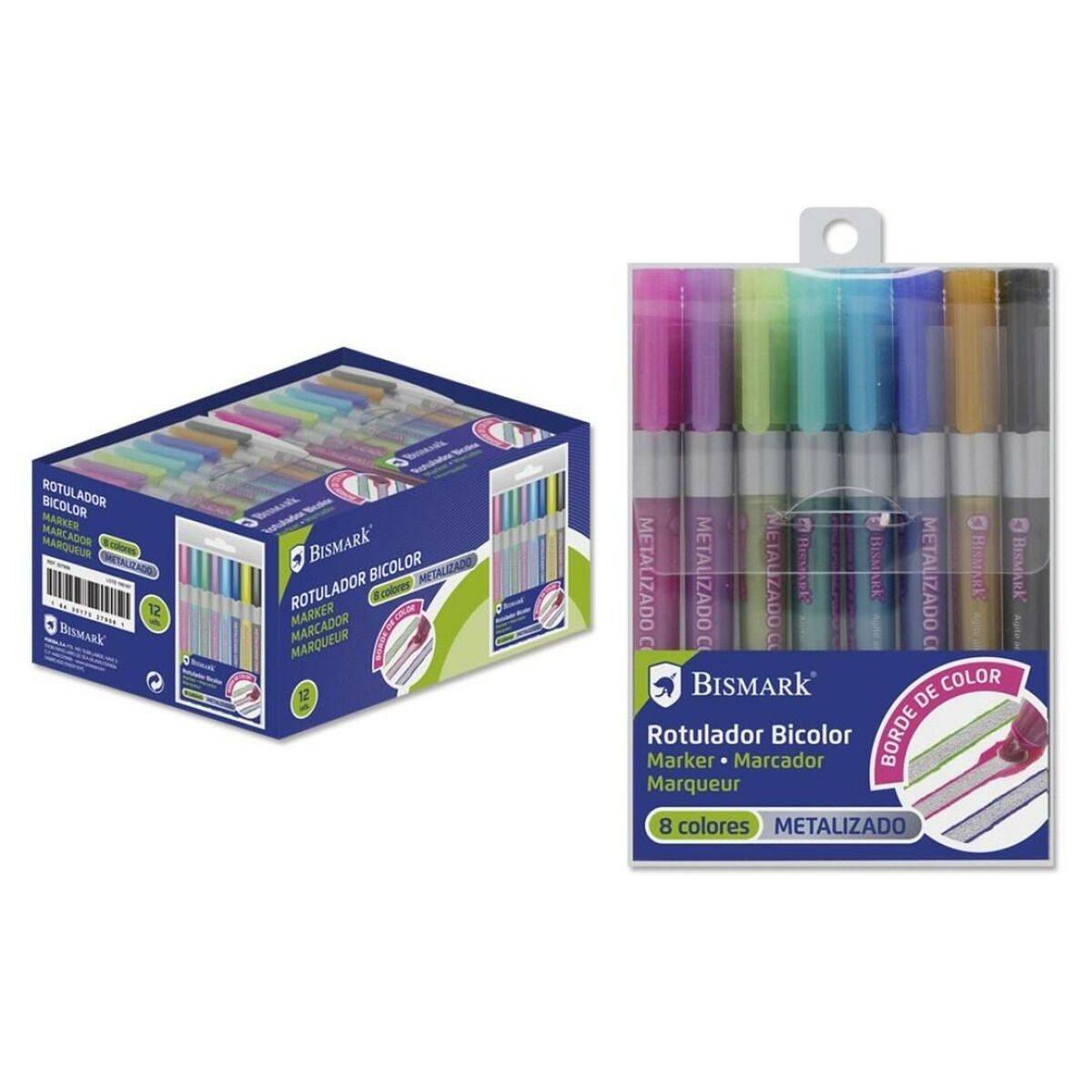 Set de Rotuladores Bismark BICOLOR Multicolor 8 Piezas (12 Unidades)