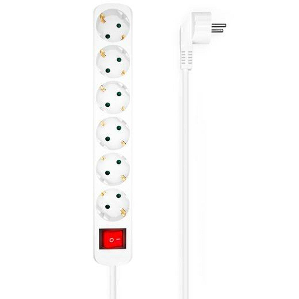 Regleta Enchufes 6 Tomas con Interruptor Aisens Blanco (1,4 m) (25 Unidades)
