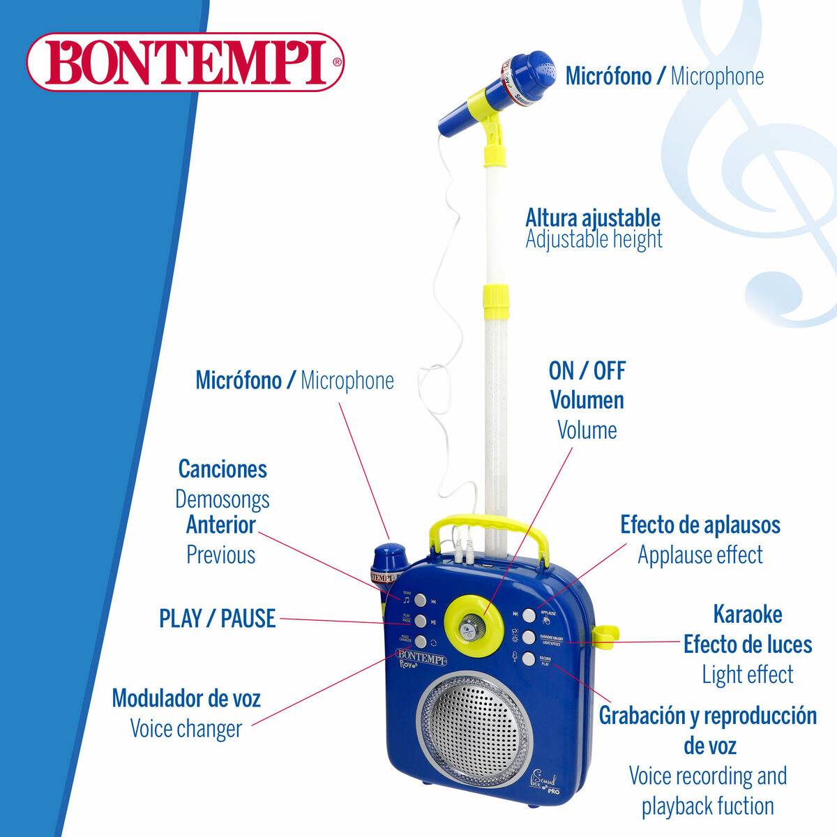 Altavoz con Micrófono Karaoke Bontempi 2 Unidades