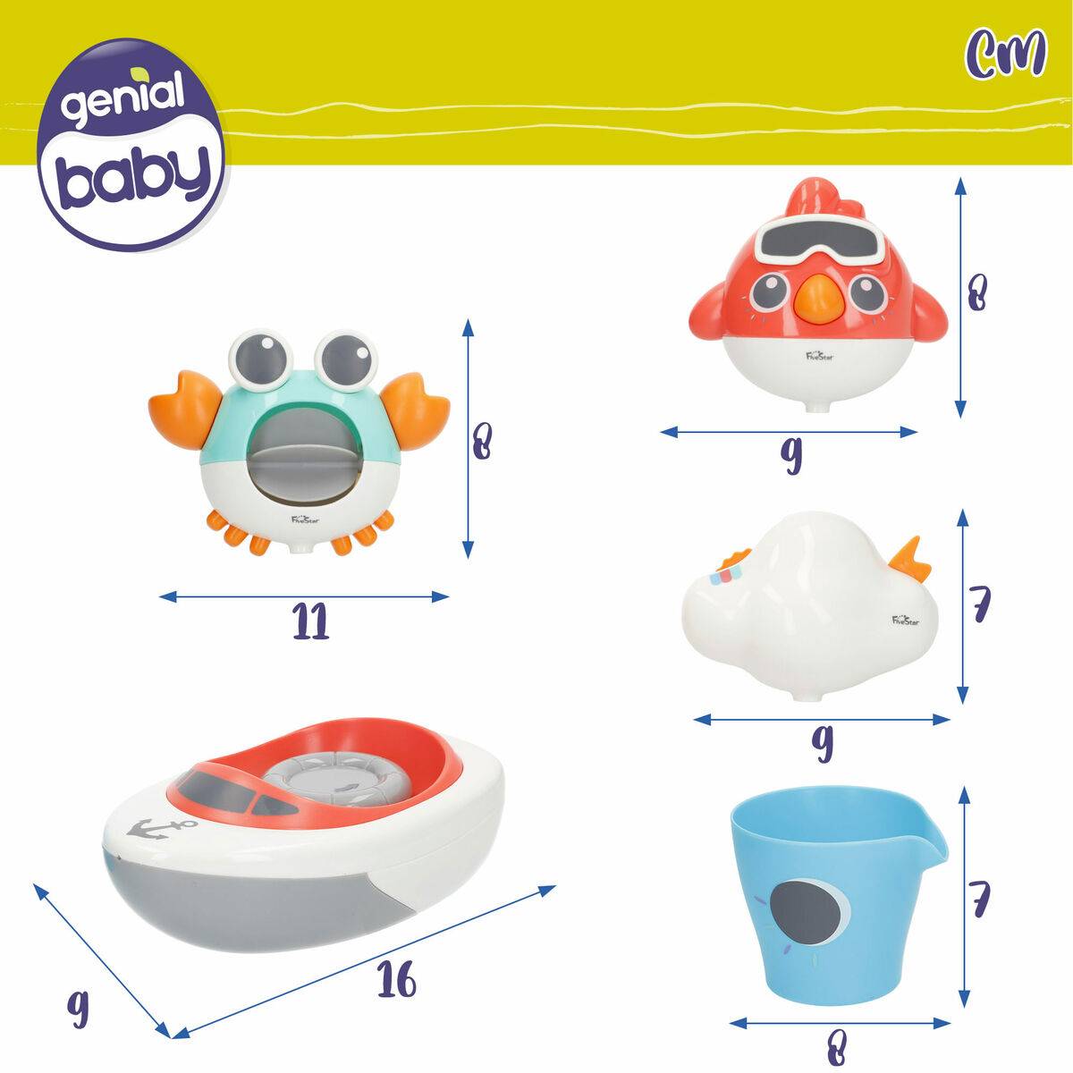 Juguete para el Baño Colorbaby 16 x 6,5 x 9 cm 6 Unidades