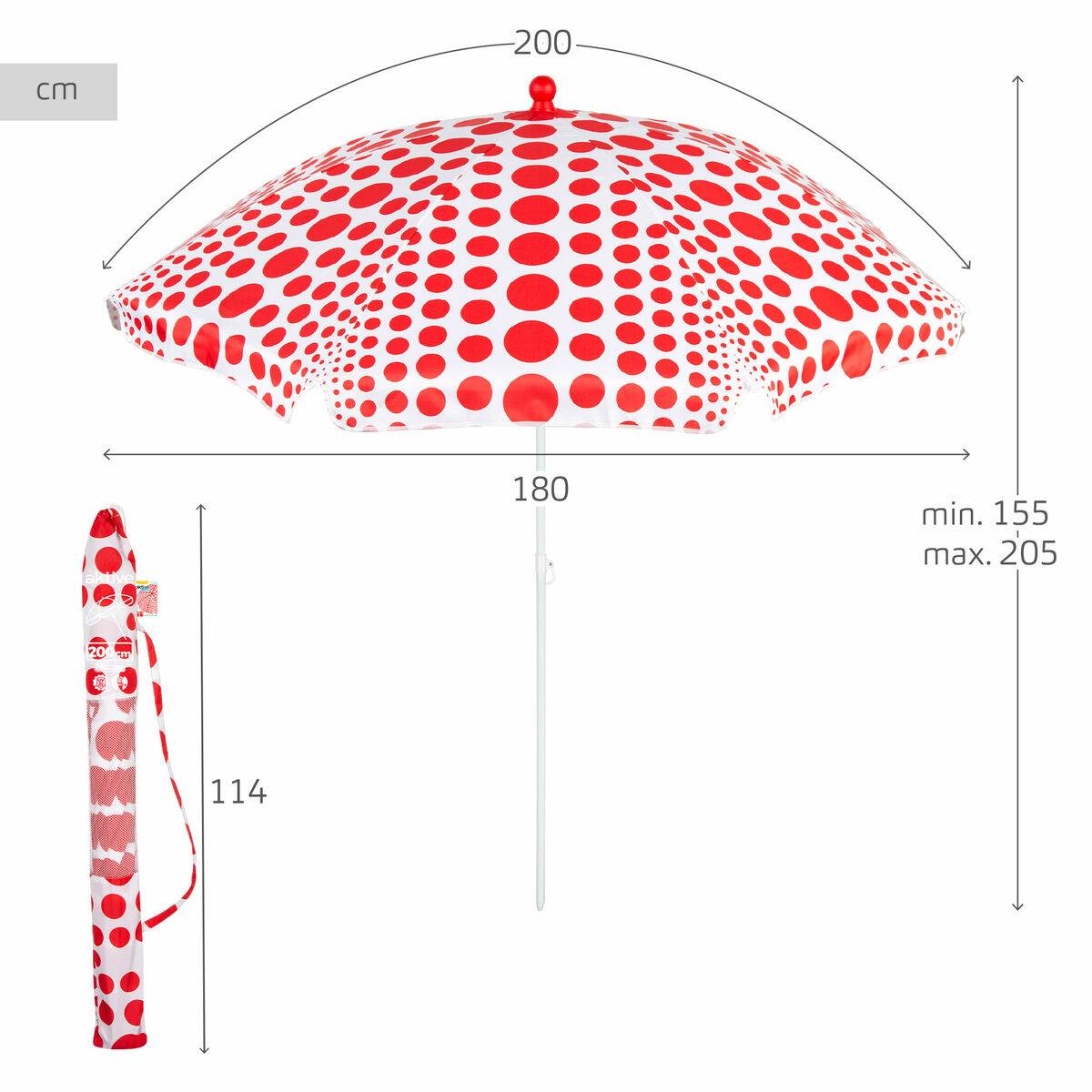 Sombrilla de playa Aktive Rojo 200 x 205 x 200 cm (6 Unidades)