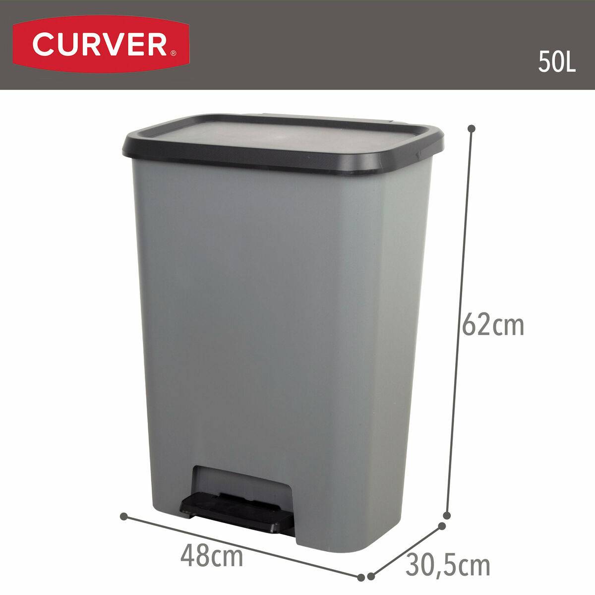Cubo de basura Curver Gris oscuro Plástico 50 L (5 Unidades)