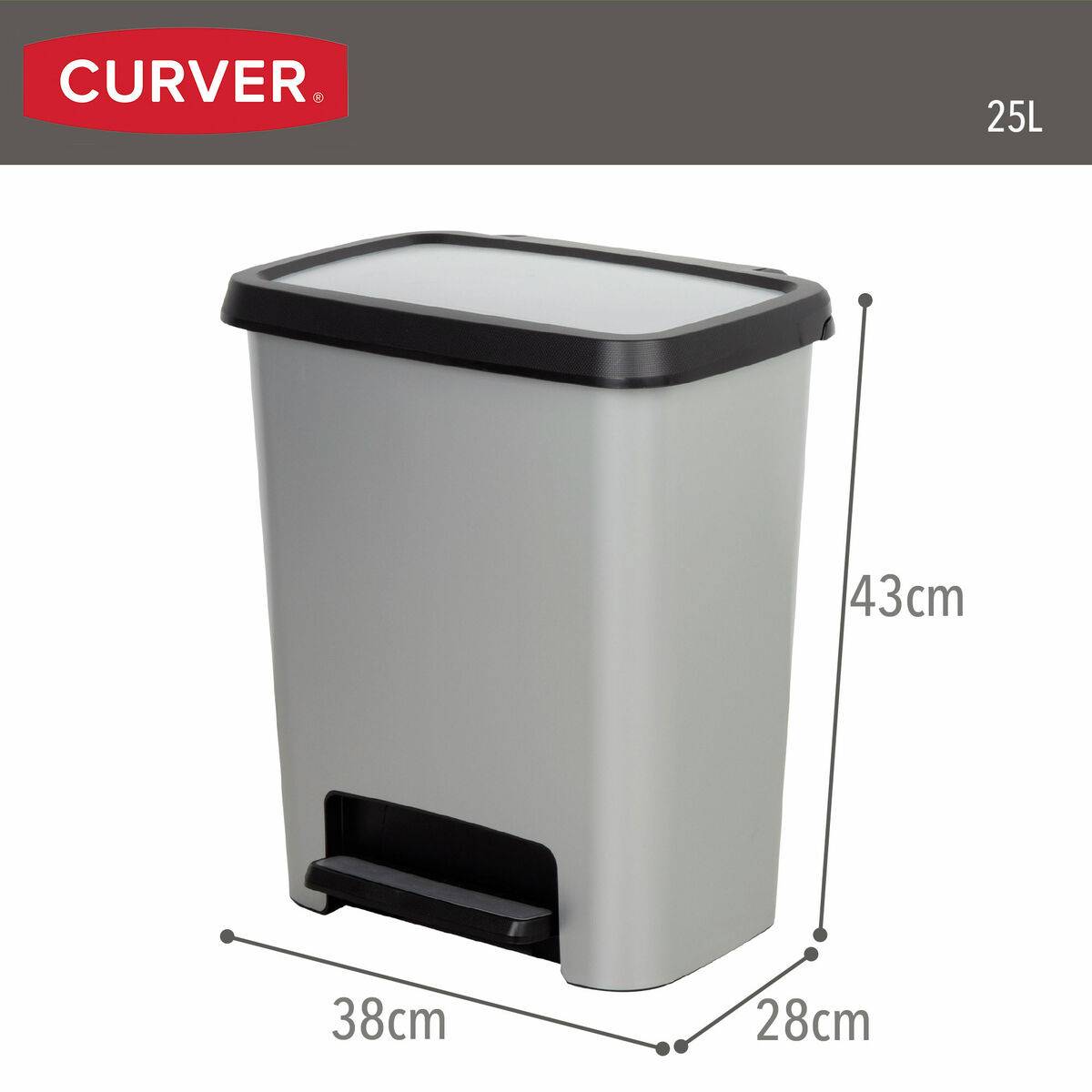 Cubo de basura Curver Gris Plástico 25 L (5 Unidades)
