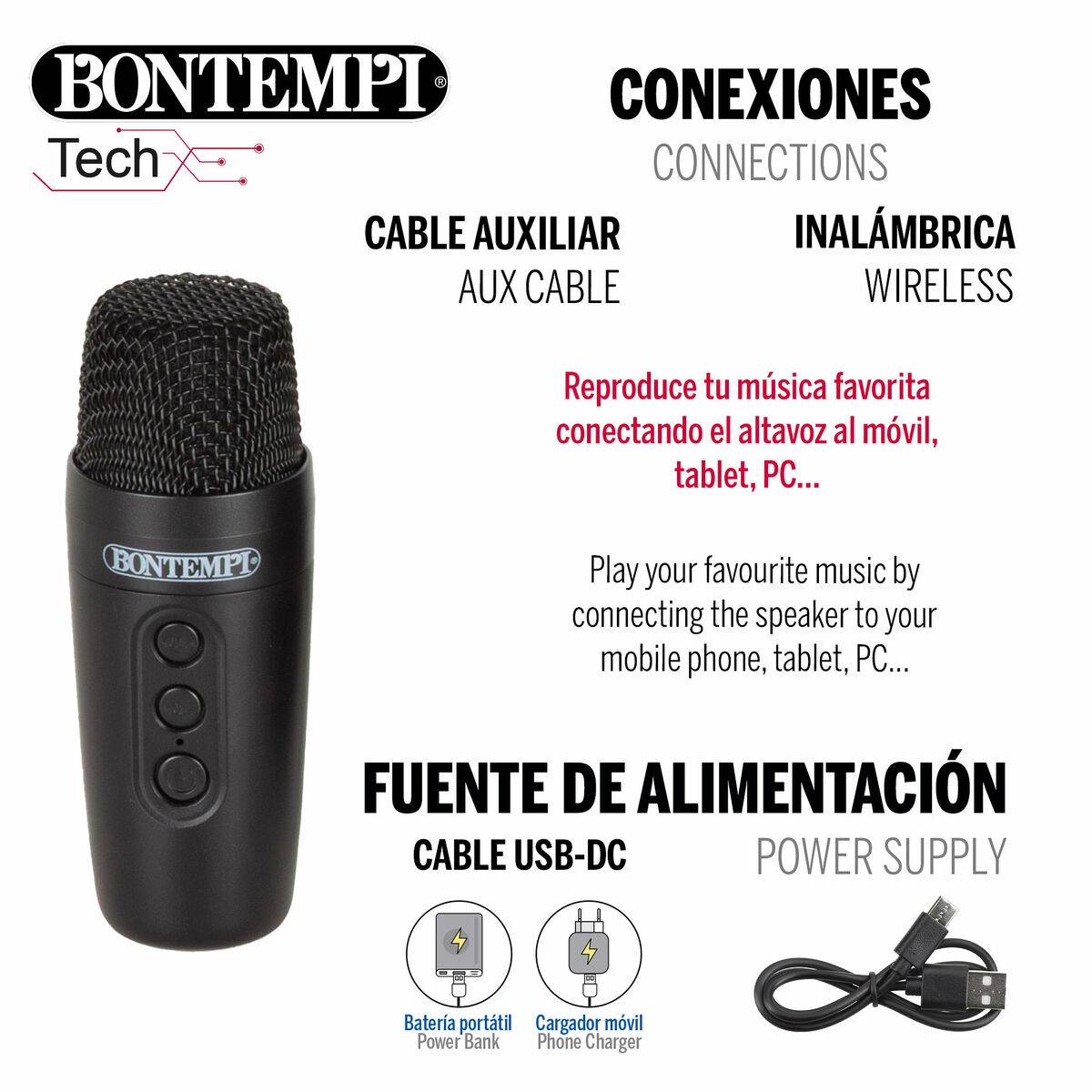 Altavoz con Micrófono Karaoke Bontempi 4 Unidades
