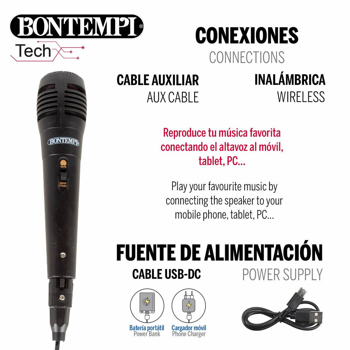 Altavoz con Micrófono Karaoke Bontempi 2 Unidades