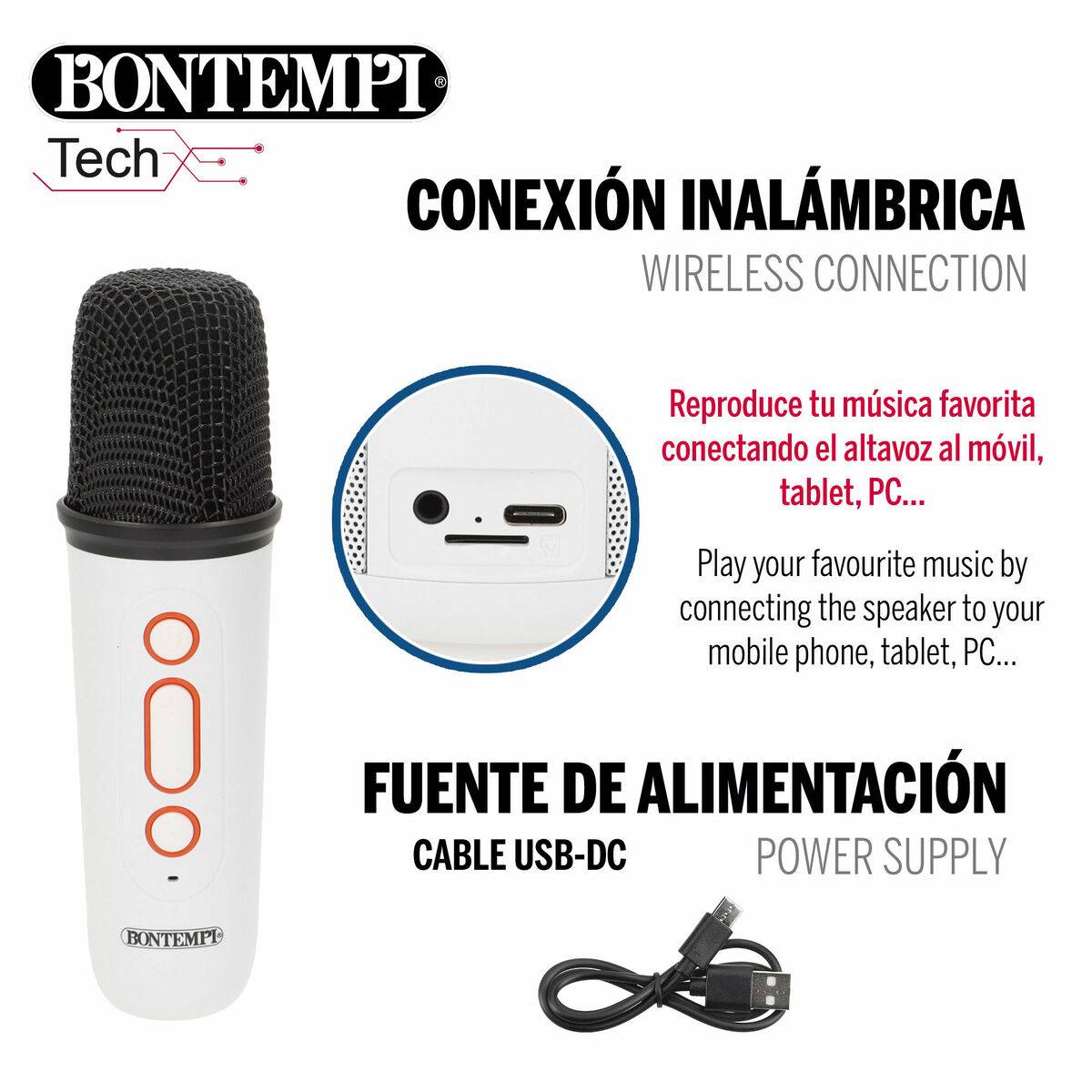 Altavoz con Micrófono Karaoke Bontempi 2 Unidades