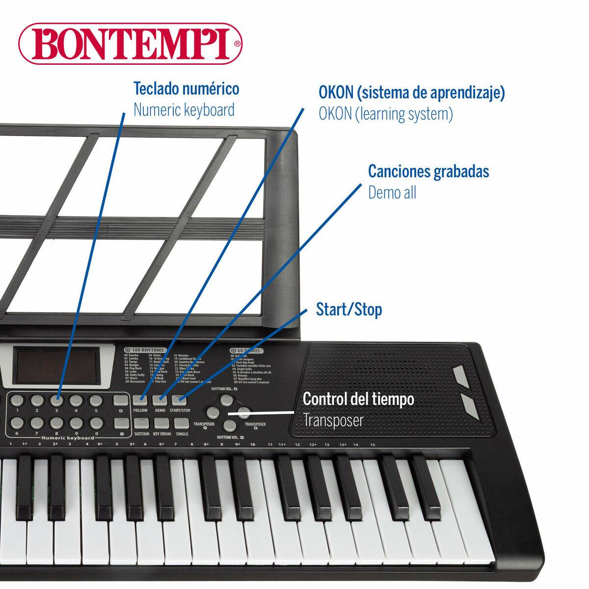 Piano Electrónico Bontempi 68 x 88 x 38 cm (2 Unidades)