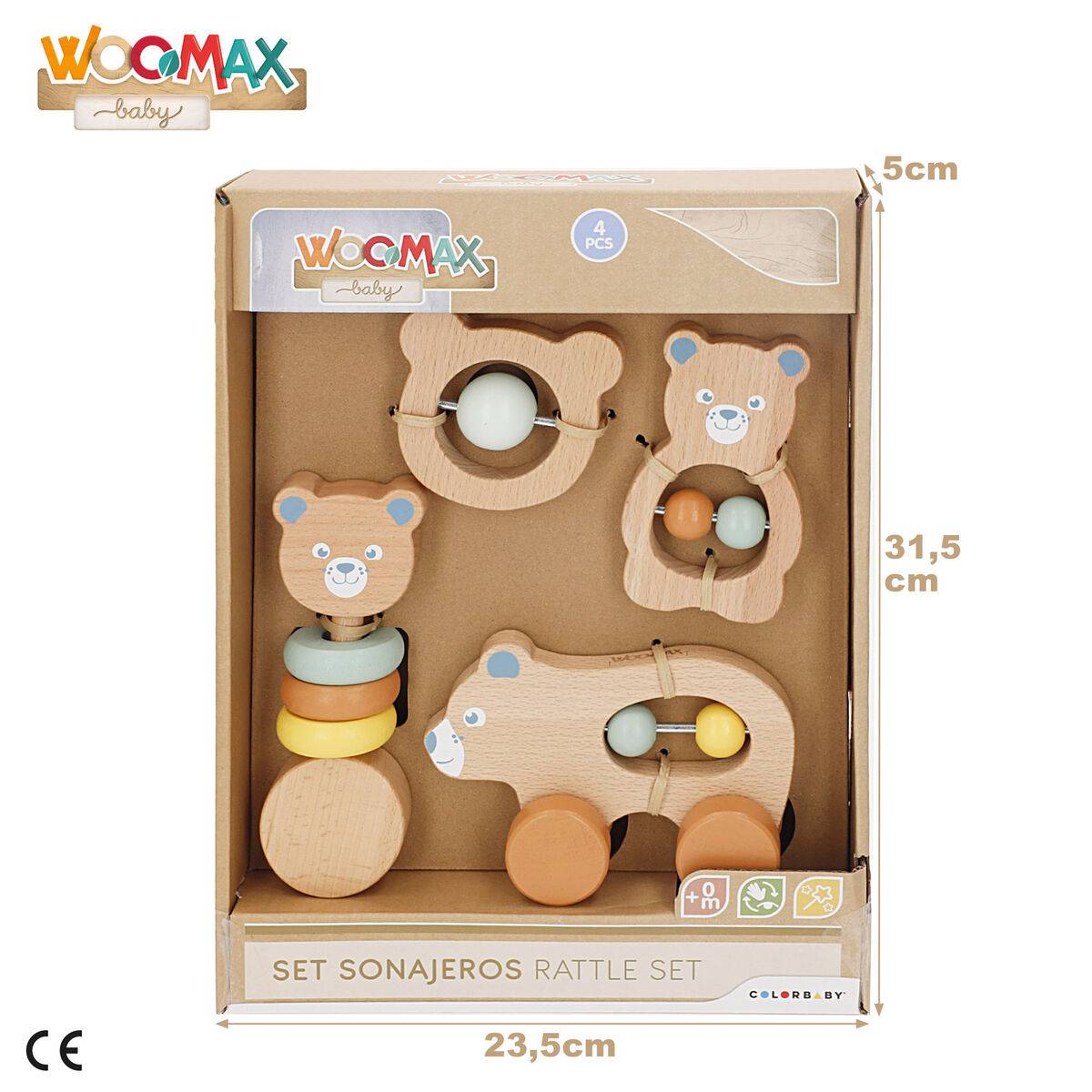 Set de sonajeros Woomax 13,5 X 9,5 X 4,5 CM (4 Unidades)