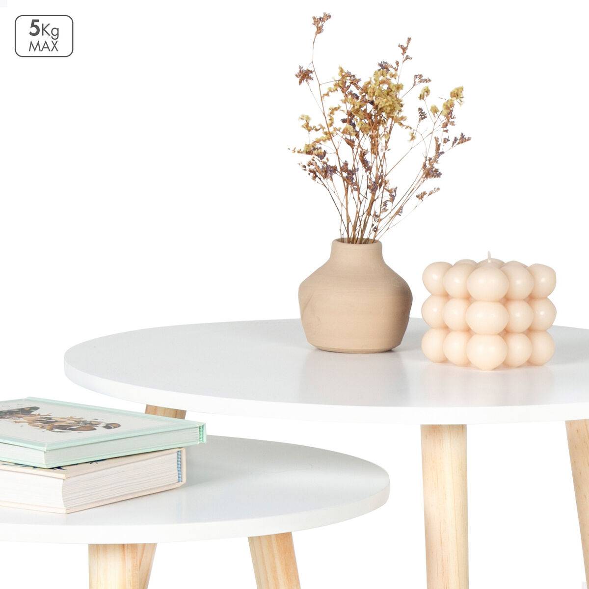 Juego de 2 mesas Max Home Blanco 50 x 50 x 50 cm (2 Unidades)