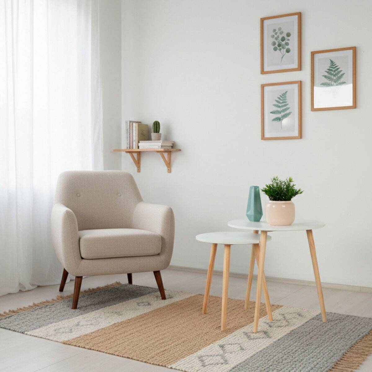 Juego de 2 mesas Max Home Blanco 50 x 50 x 50 cm (2 Unidades)