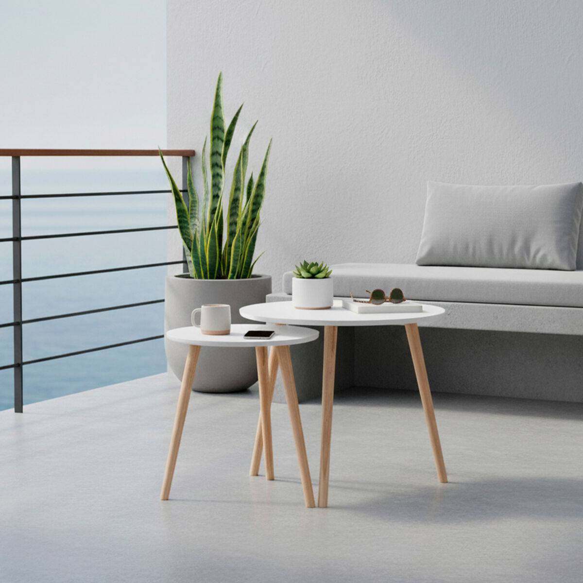 Juego de 2 mesas Max Home Blanco 50 x 50 x 50 cm (2 Unidades)