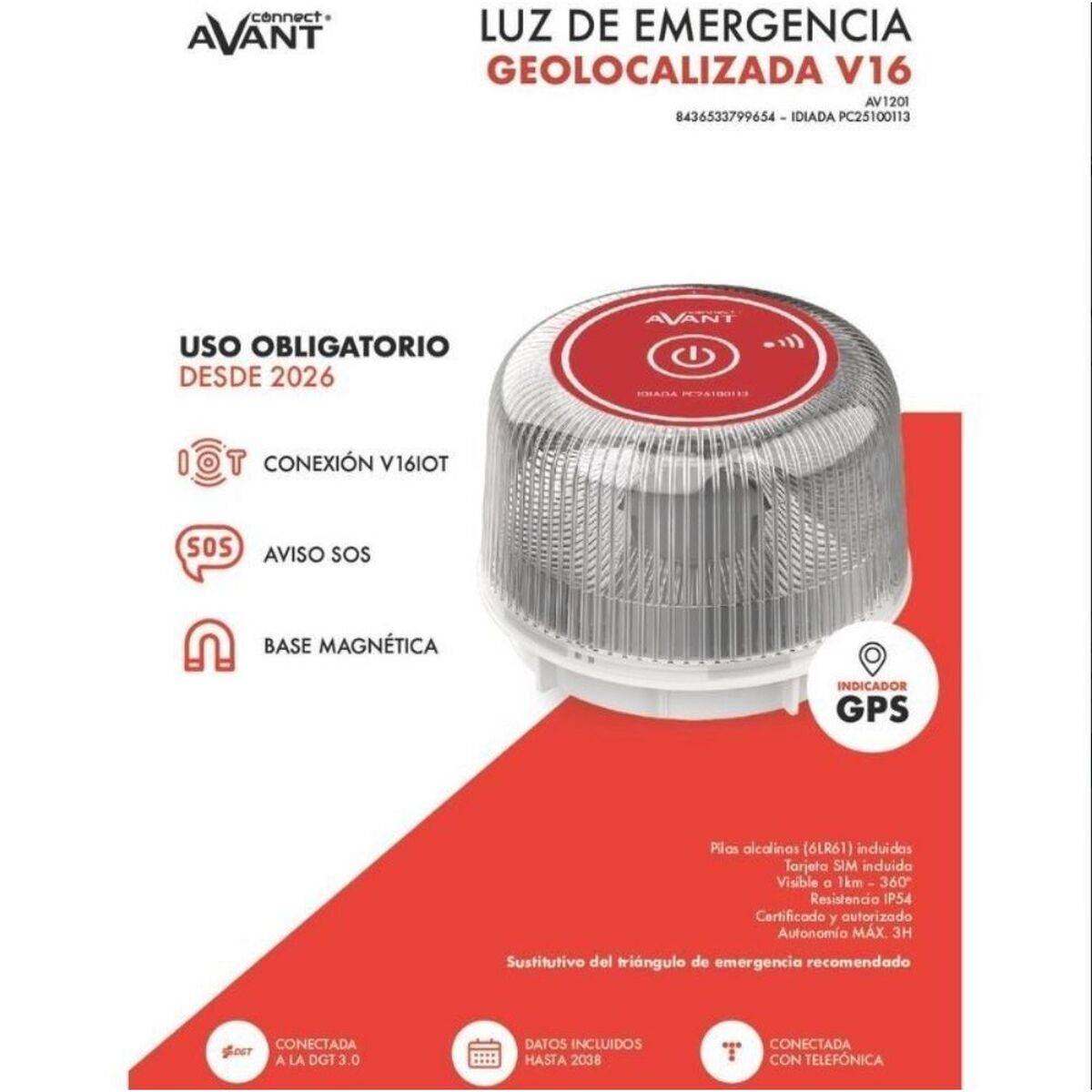 Baliza de Emergencia V16 conectada DGT 3.0 Avant AV1201
