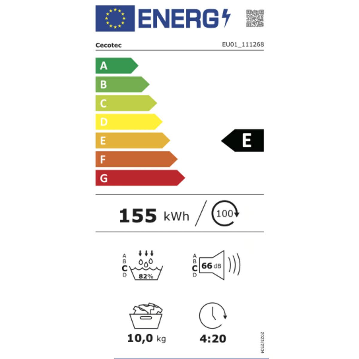 Cecotec Secadora bomba de calor 10 kg Dry 10355 blanca libre instalación 14 programas E