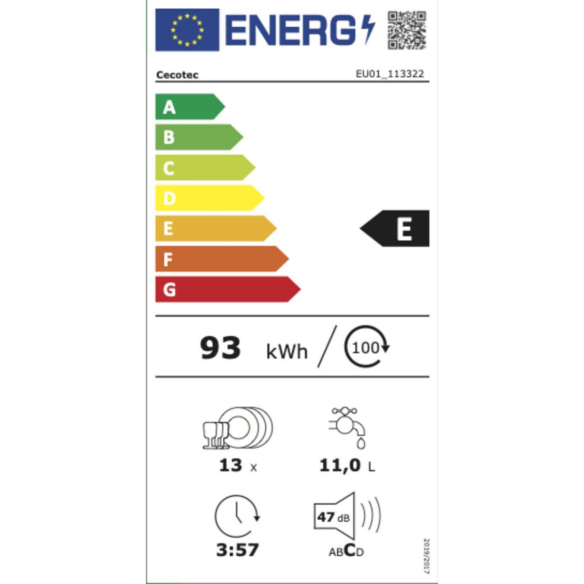 Cecotec Lavavajillas 13 cubiertos 6110 Libre instalación Gris oscuro Clase E, 6 programas